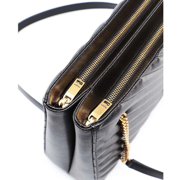 NEW Saint Laurent Black Iconic TRIBECA Chevron Shoulder Bag - Picture 3 of 7